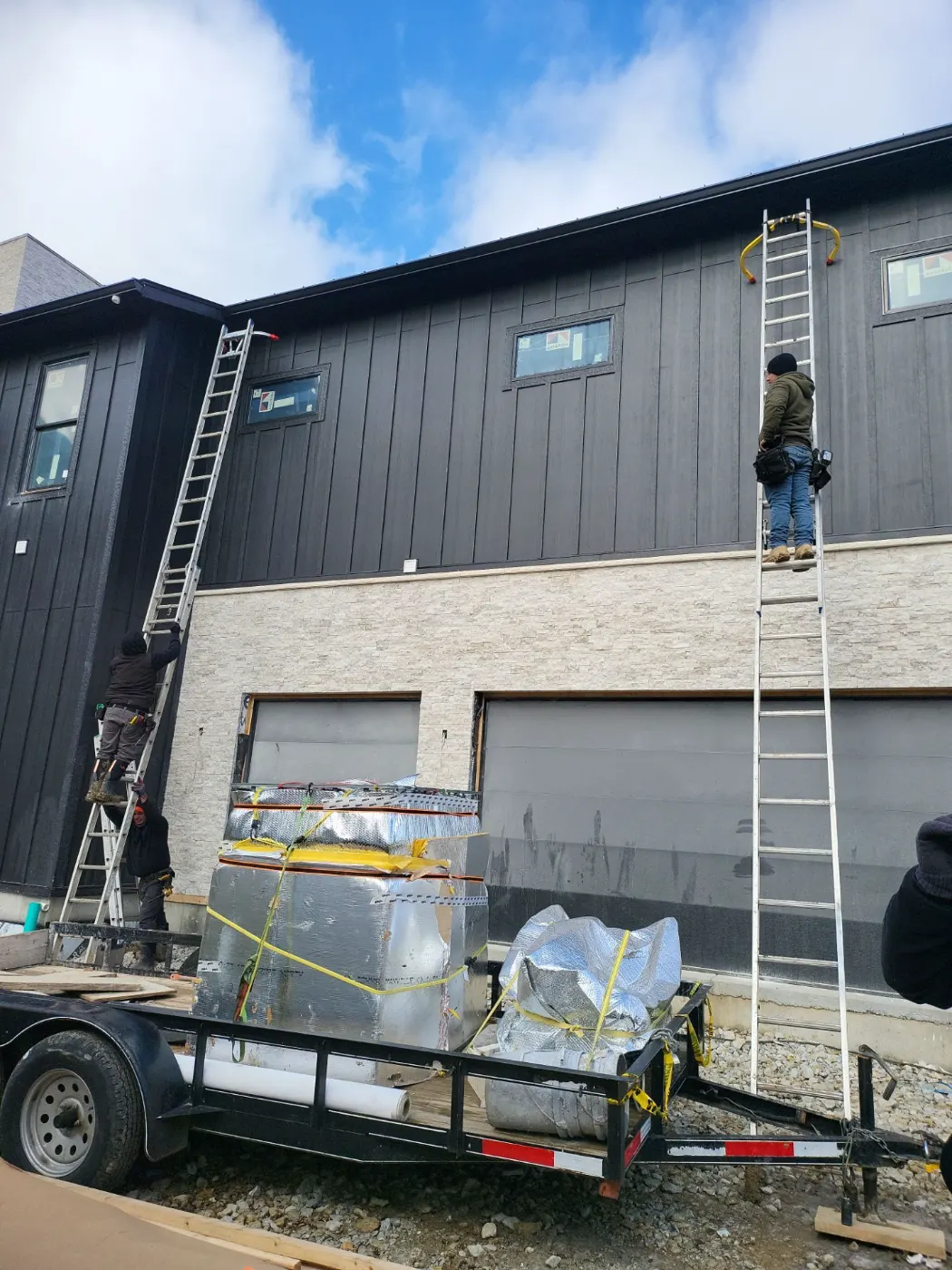 Storm damage documentation on a Pheasant Run commercial building
